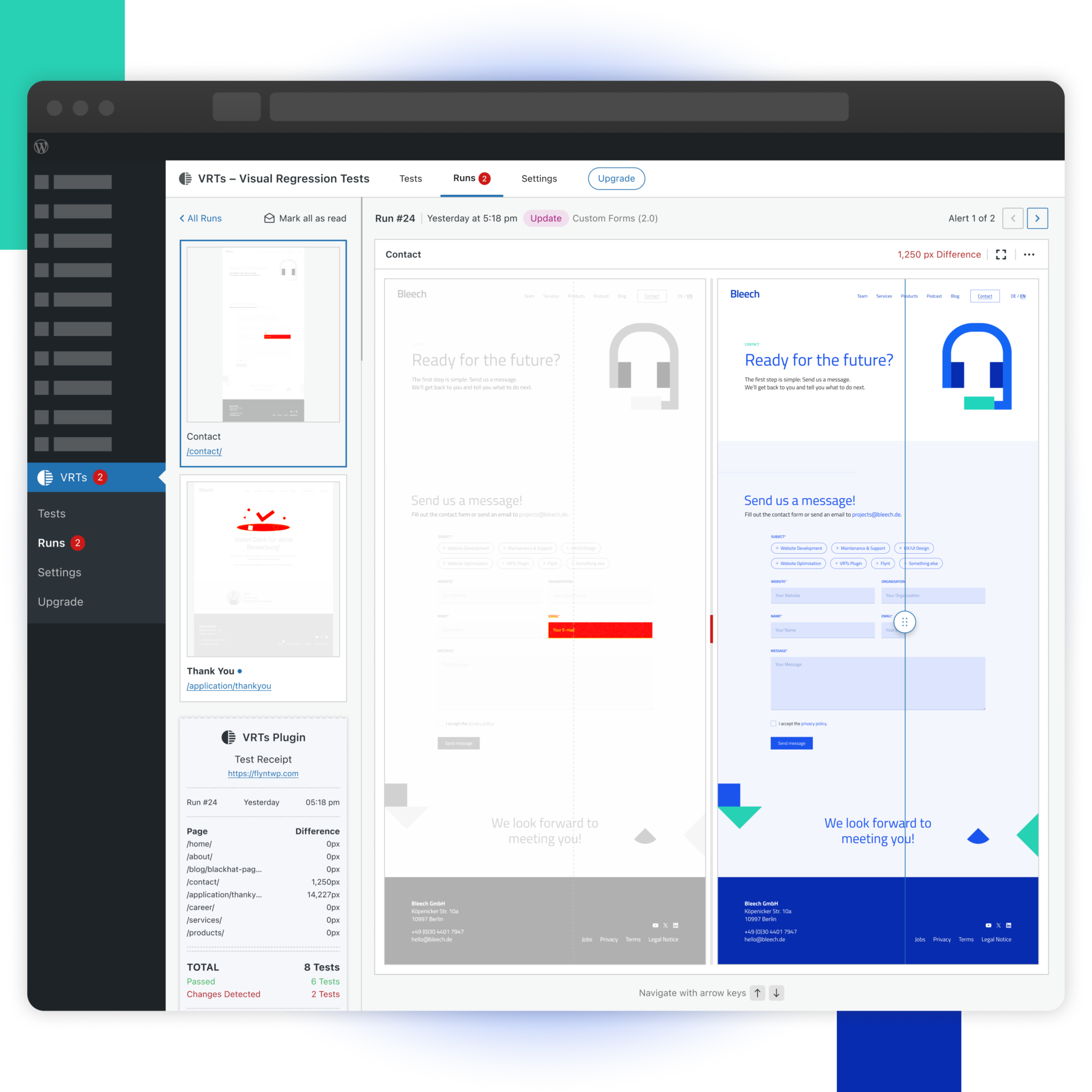 VRTs - Visual Regression Tests | WordPress Plugin